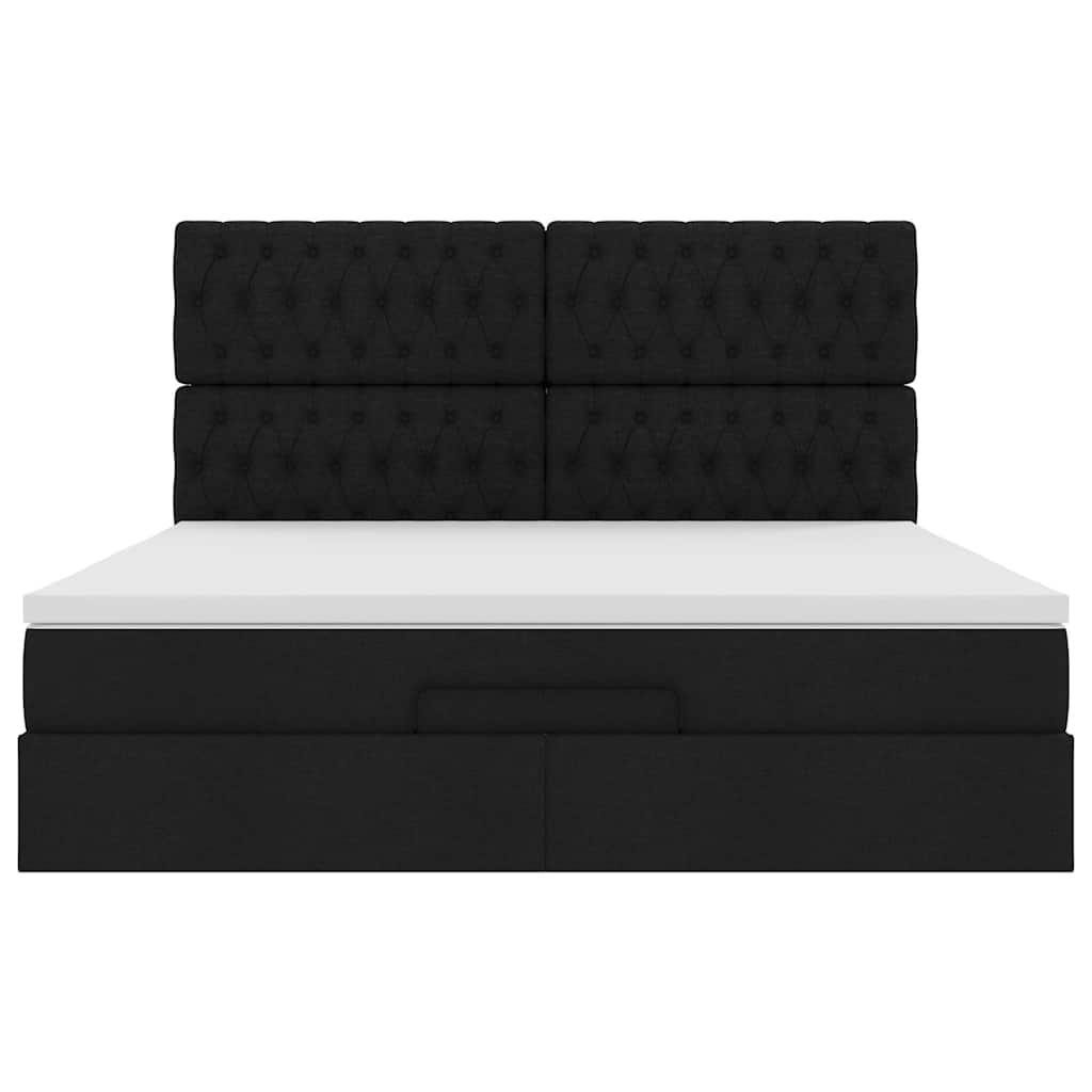 vidaXL Οθωμανικό κρεβάτι με στρώμα Μαύρο 160x200cm Ύφασμα