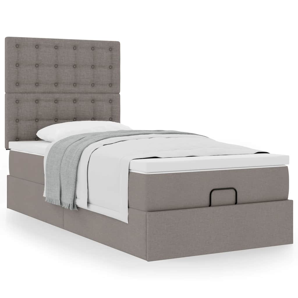 vidaXL Οθωμανικό κρεβάτι με στρώμα Taupe 90x190cm ύφασμα