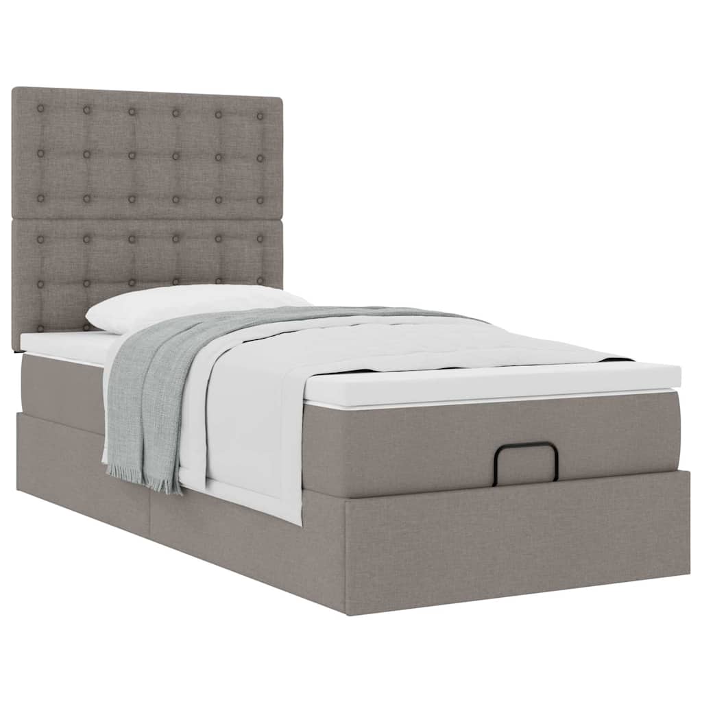 vidaXL Οθωμανικό κρεβάτι με στρώμα Taupe 90x190cm ύφασμα