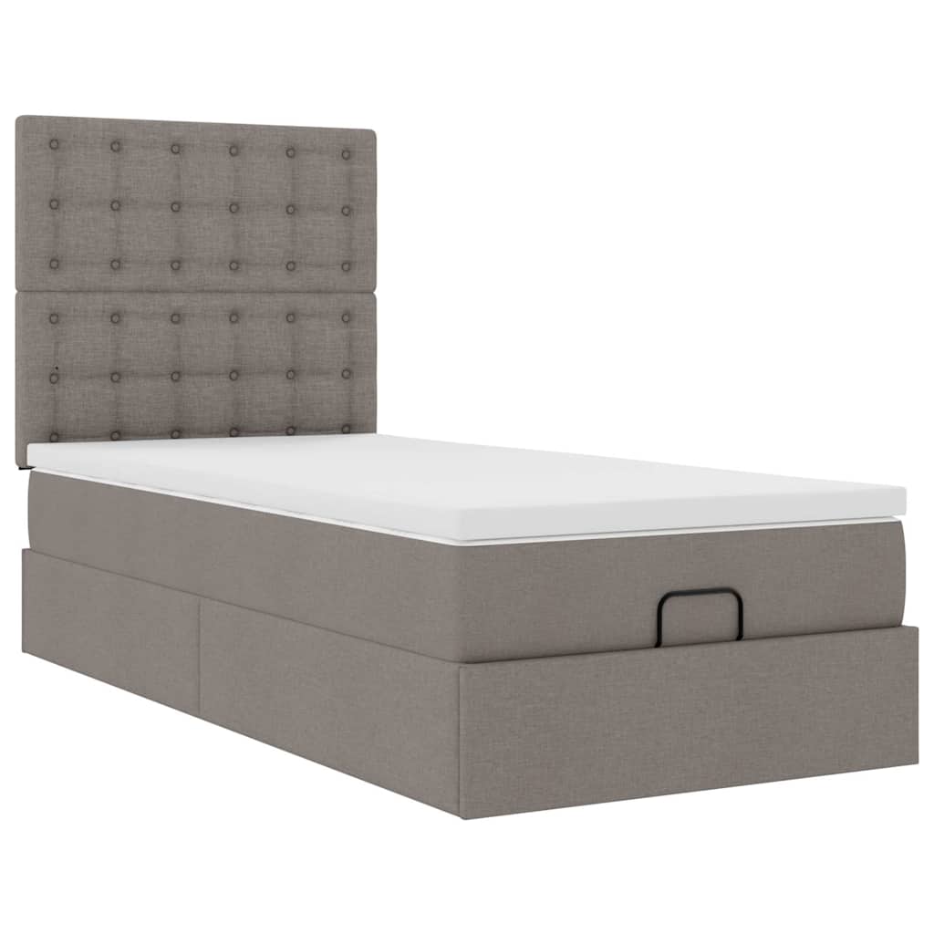 vidaXL Οθωμανικό κρεβάτι με στρώμα Taupe 90x190cm ύφασμα