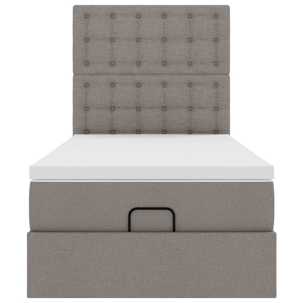 vidaXL Οθωμανικό κρεβάτι με στρώμα Taupe 90x190cm ύφασμα