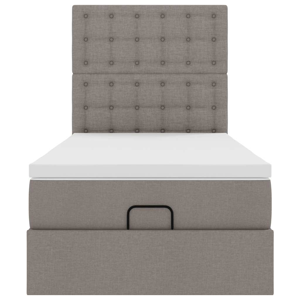 vidaXL Οθωμανικό κρεβάτι με στρώμα Taupe 90x200cm ύφασμα
