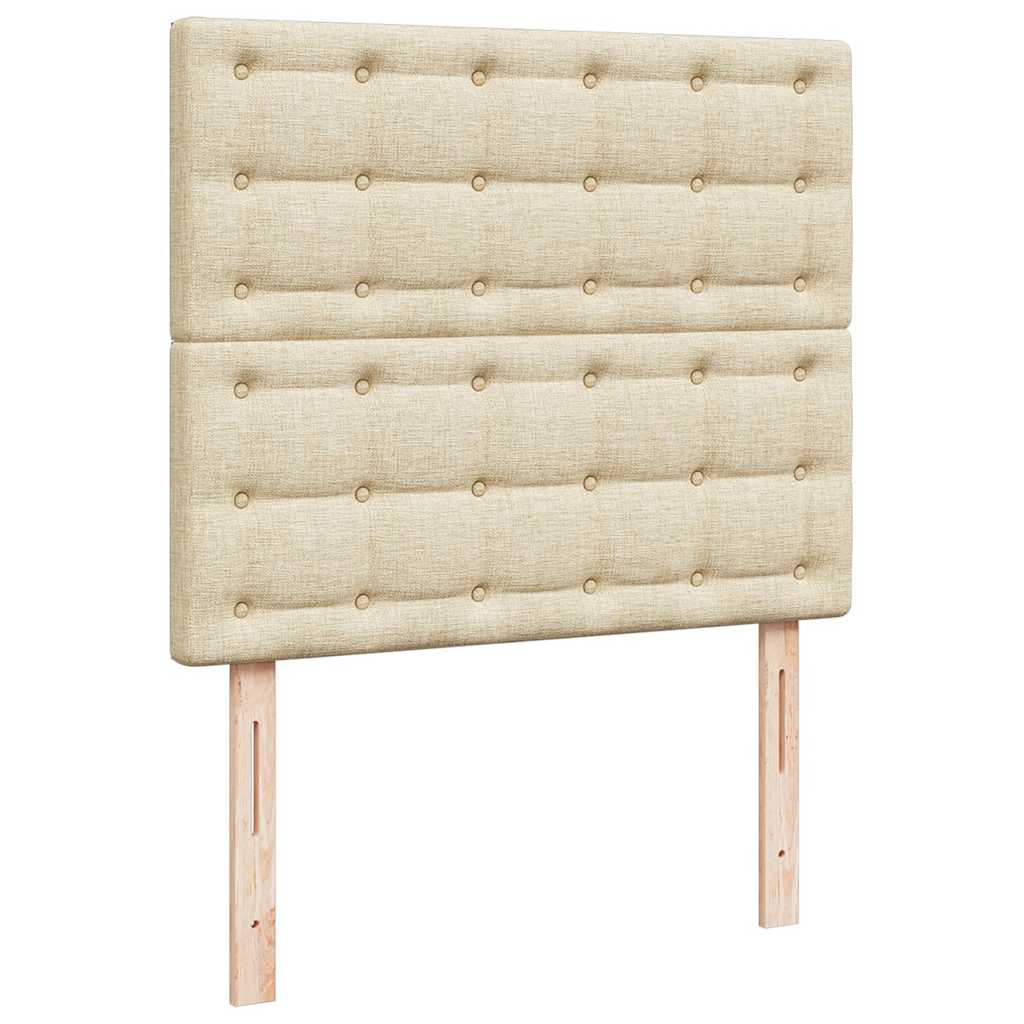 vidaXL Οθωμανικό κρεβάτι με στρώμα Cream 120x190 cm Ύφασμα