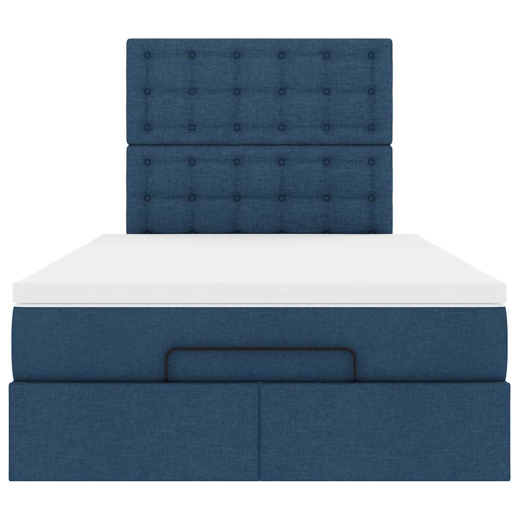 vidaXL Οθωμανικό κρεβάτι με στρώμα μπλε 120x190 cm ύφασμα