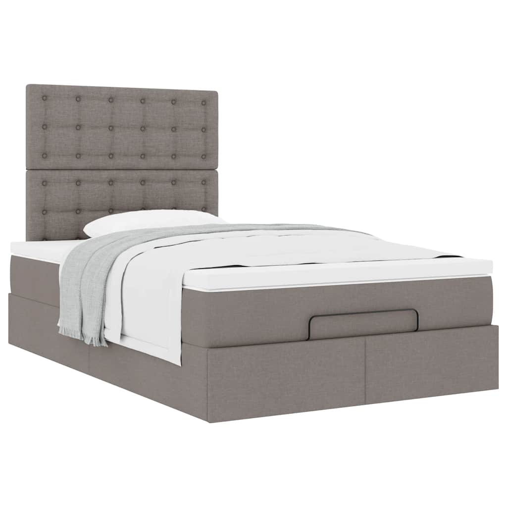 vidaXL Οθωμανικό κρεβάτι με στρώμα Taupe 120x200cm ύφασμα