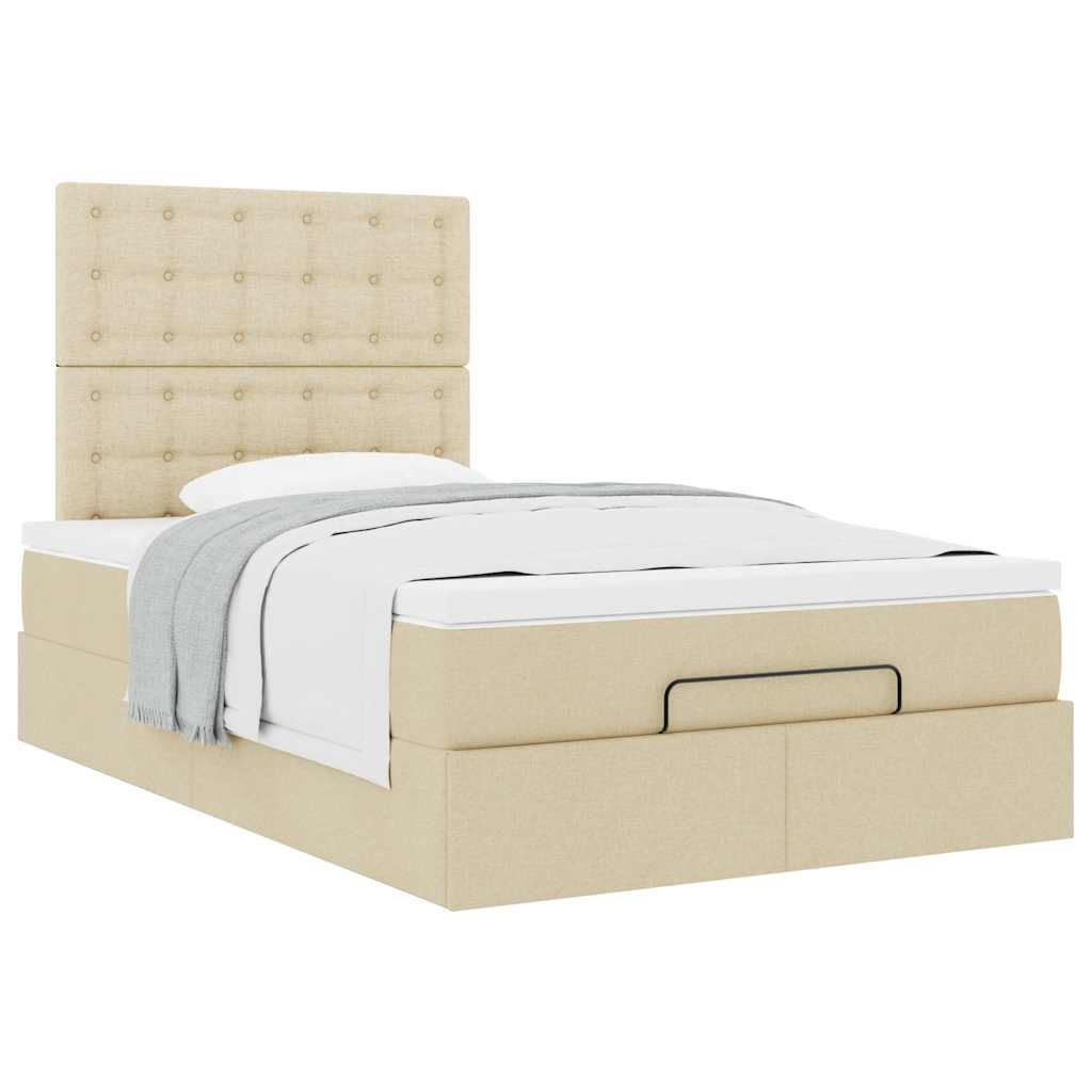 vidaXL Οθωμανικό κρεβάτι με στρώμα Cream 120x200cm ύφασμα