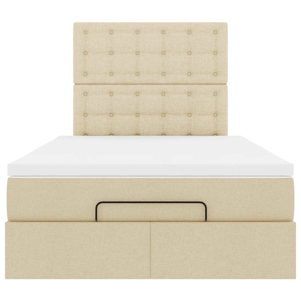 vidaXL Οθωμανικό κρεβάτι με στρώμα Cream 120x200cm ύφασμα