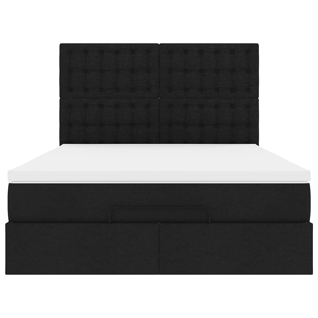 vidaXL Οθωμανικό κρεβάτι με στρώμα Μαύρο 140x200cm Ύφασμα