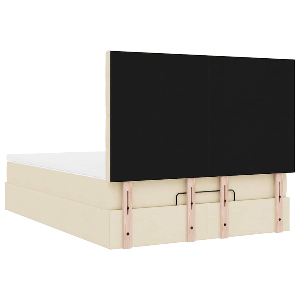 vidaXL Οθωμανικό κρεβάτι με στρώμα Cream 140x200cm ύφασμα