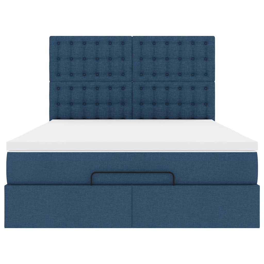 vidaXL Οθωμανικό κρεβάτι με στρώμα μπλε 140x200cm ύφασμα
