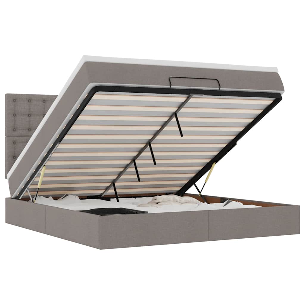 vidaXL Οθωμανικό κρεβάτι με στρώμα Taupe 180x200cm ύφασμα