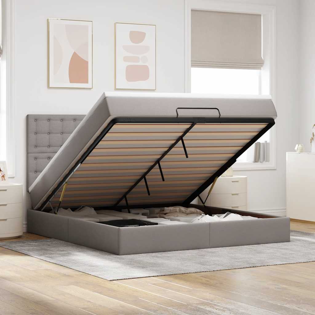 vidaXL Οθωμανικό κρεβάτι με στρώμα Taupe 180x200cm ύφασμα
