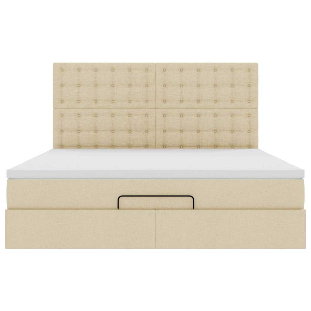 vidaXL Οθωμανικό κρεβάτι με στρώμα Cream 180x200cm ύφασμα