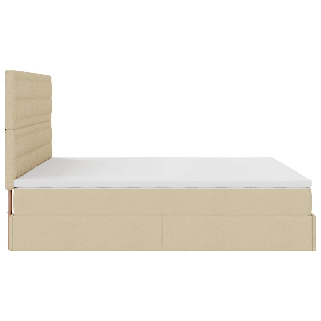 vidaXL Οθωμανικό κρεβάτι με στρώμα Cream 180x200cm ύφασμα