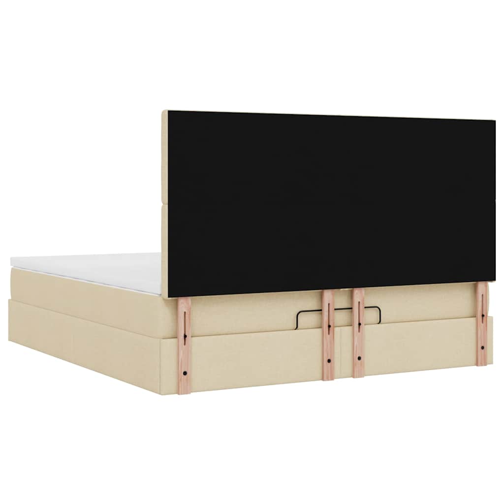 vidaXL Οθωμανικό κρεβάτι με στρώμα Cream 180x200cm ύφασμα