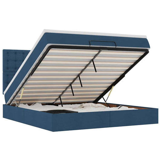 vidaXL Οθωμανικό κρεβάτι με στρώμα μπλε 180x200cm ύφασμα