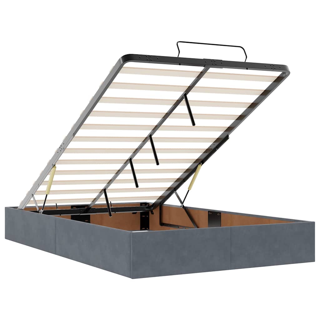 vidaXL Οθωμανικό κρεβάτι με στρώματα Σκούρο γκρι 120x190cm Velvet