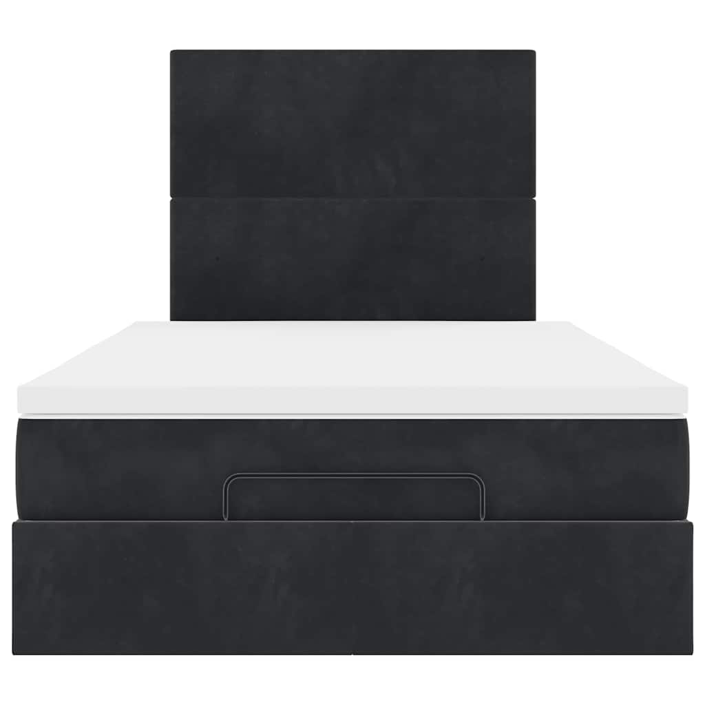 vidaXL Οθωμανικό κρεβάτι με στρώματα Μαύρο 120x190cm Velvet