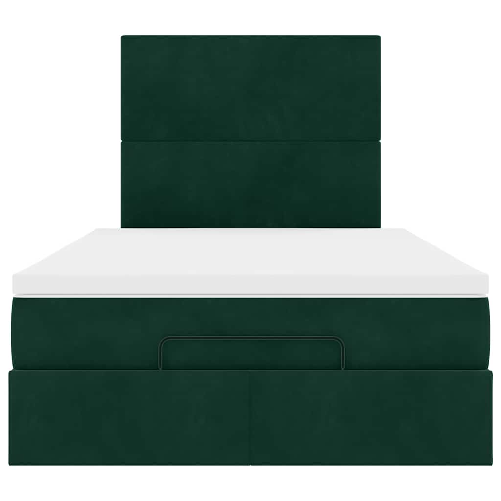 vidaXL Οθωμανικό κρεβάτι με στρώματα Σκούρο πράσινο 120x190cm Velvet
