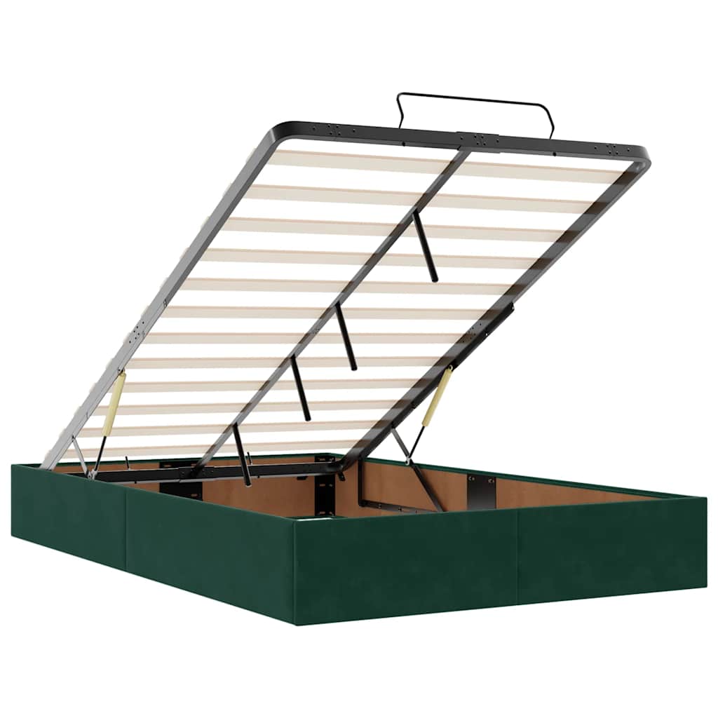 vidaXL Οθωμανικό κρεβάτι με στρώματα Σκούρο πράσινο 120x200cm Velvet