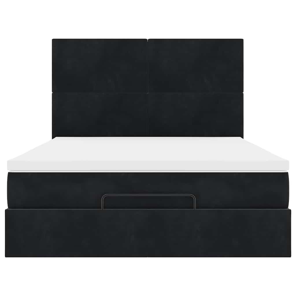 vidaXL Κρεβάτι-Μονό κρεβάτι με στρώματα Μαύρο 140x200 εκ. Βελούδο