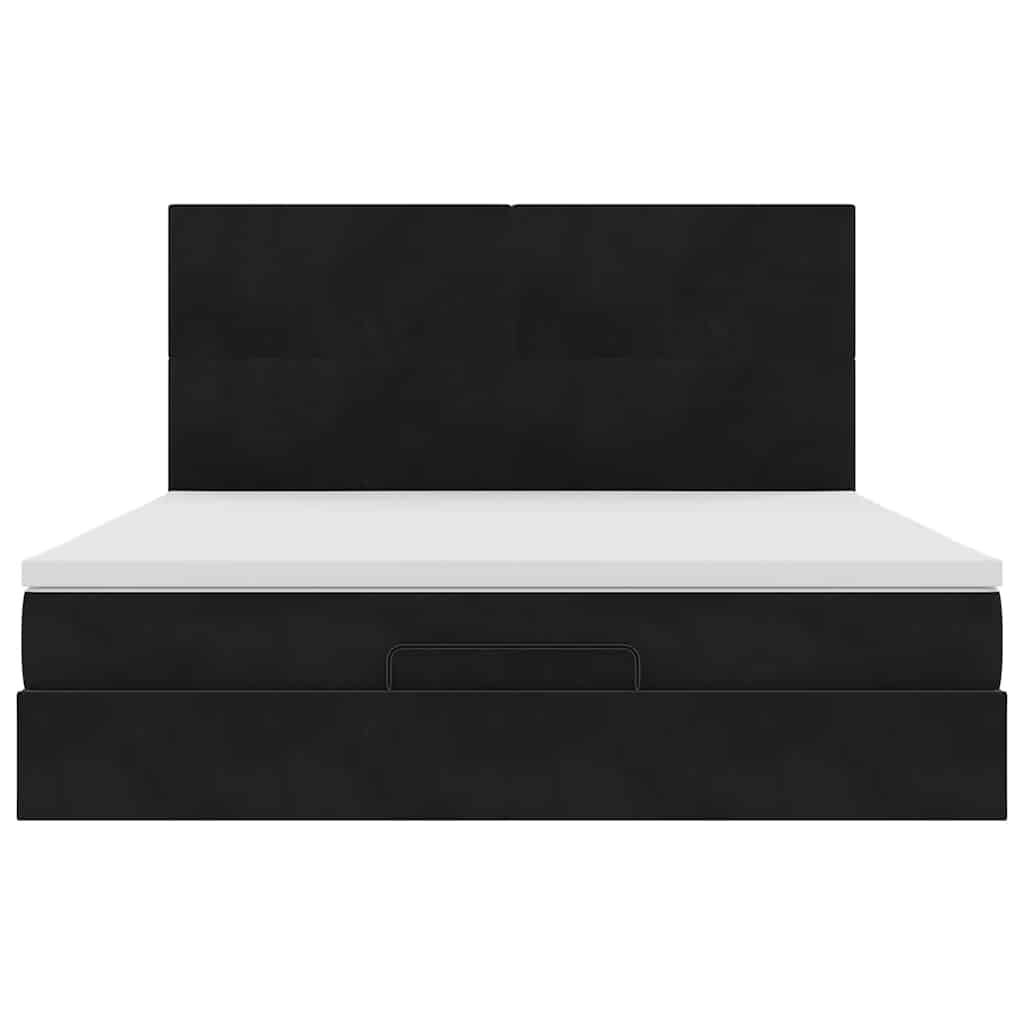 vidaXL Οθωμανικό κρεβάτι με στρώματα Μαύρο 180x200cm Velvet
