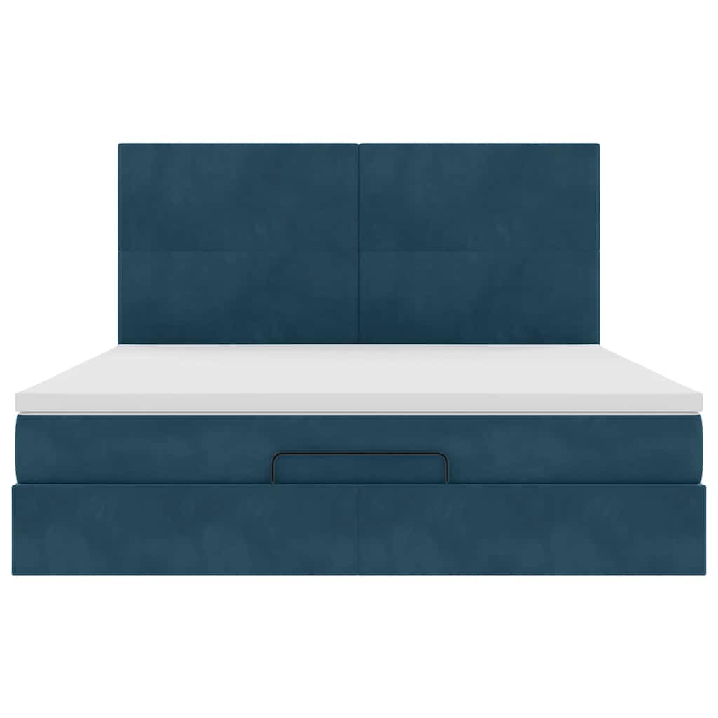vidaXL Οθωμανικό κρεβάτι με στρώματα Σκούρο μπλε 180x200cm Velvet