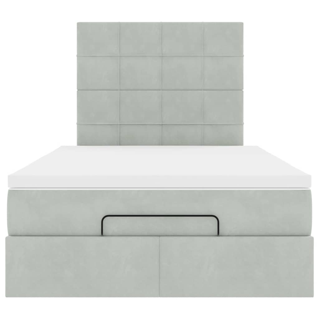 vidaXL Οθωμανικό κρεβάτι με στρώματα ανοιχτό γκρι 120x190cm Velvet