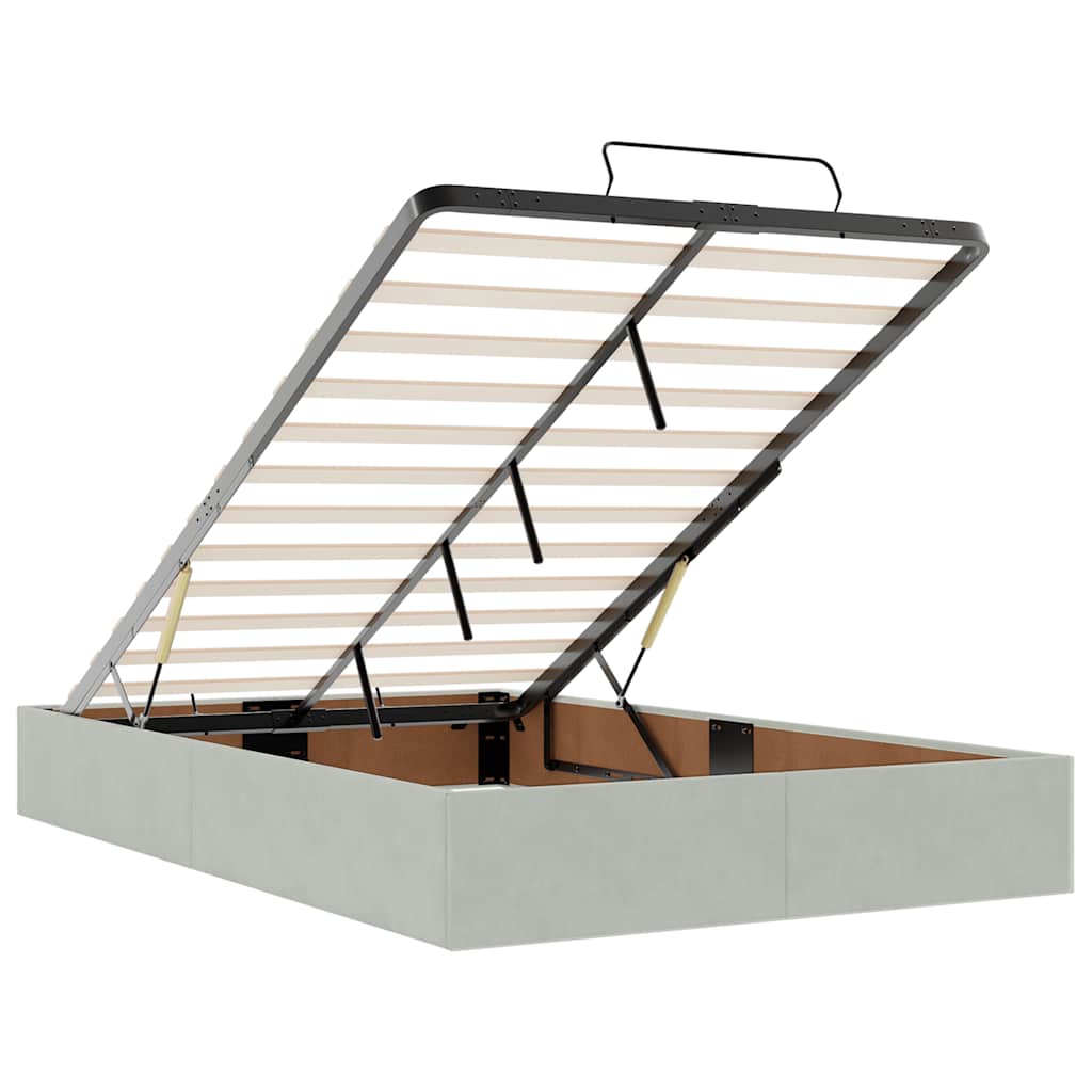 vidaXL Οθωμανικό κρεβάτι με στρώματα ανοιχτό γκρι 120x190cm Velvet