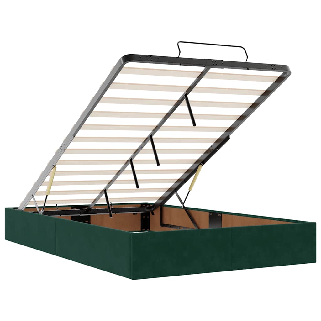 vidaXL Οθωμανικό κρεβάτι με στρώματα Σκούρο πράσινο 120x190cm Velvet