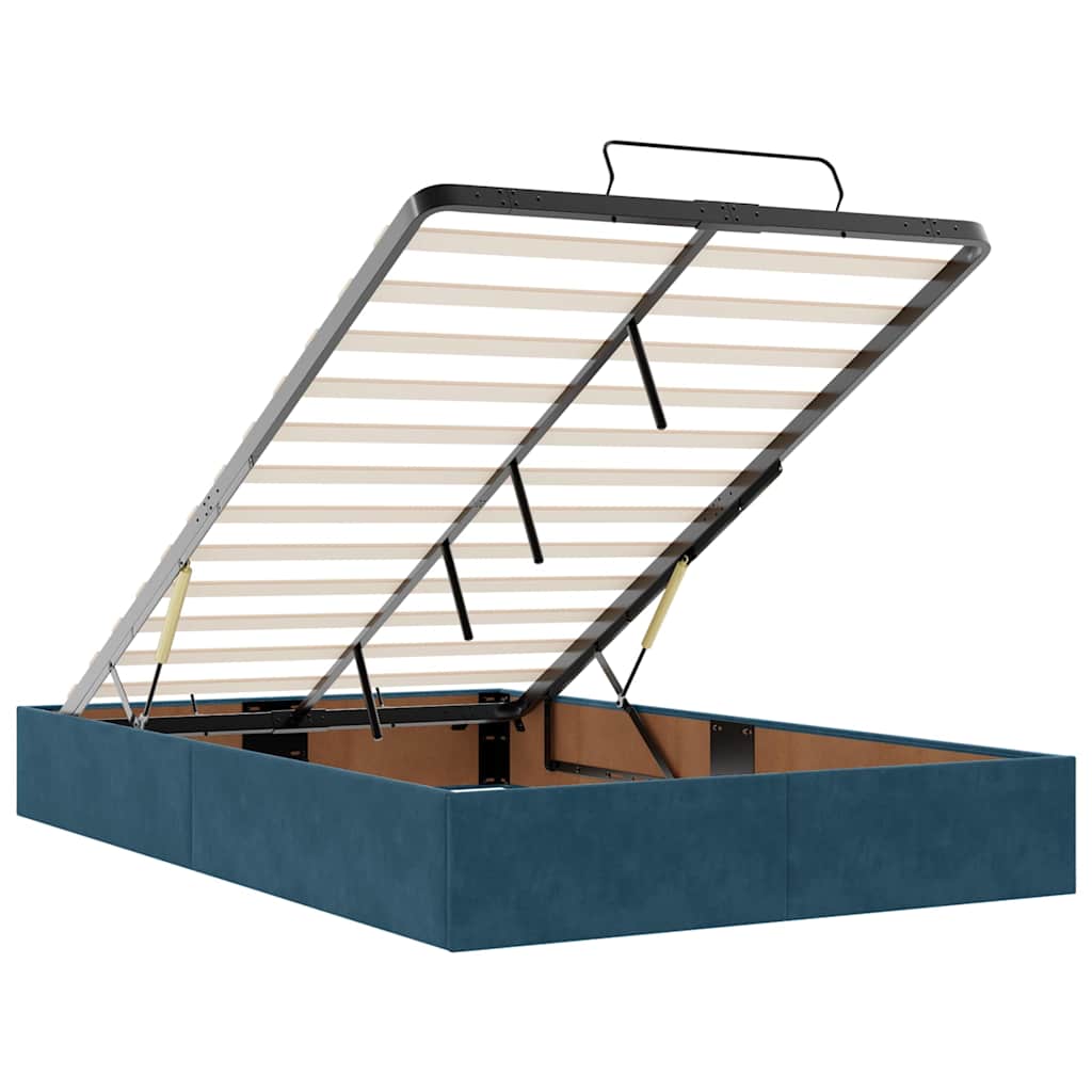 vidaXL Οθωμανικό κρεβάτι με στρώματα Σκούρο μπλε 120x190cm Velvet