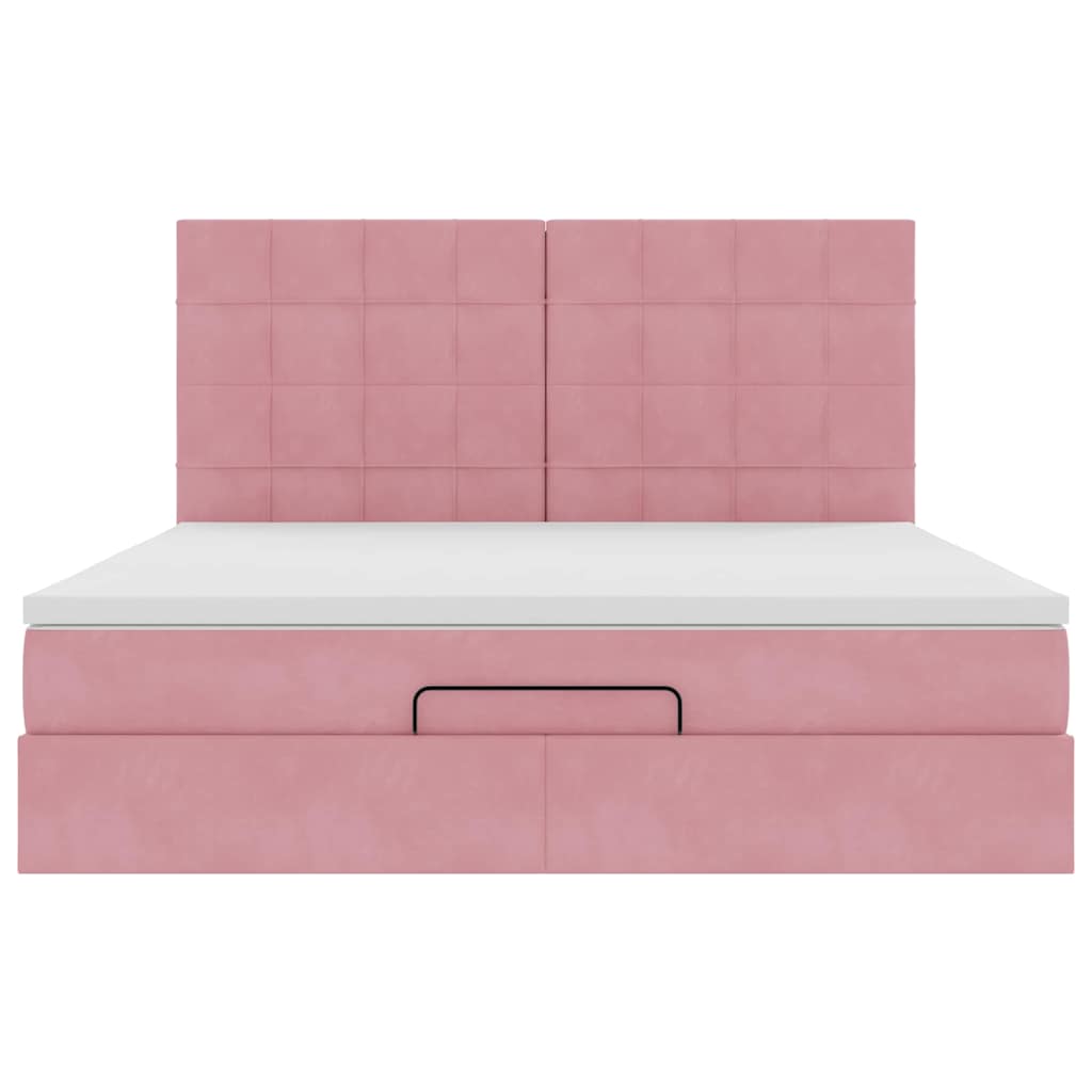 vidaXL Οθωμανικό κρεβάτι με στρώματα ροζ 180x200cm Velvet