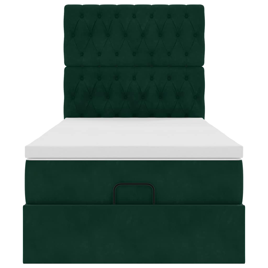 vidaXL Οθωμανικό κρεβάτι με στρώματα σκούρο πράσινο 100x200cm Velvet