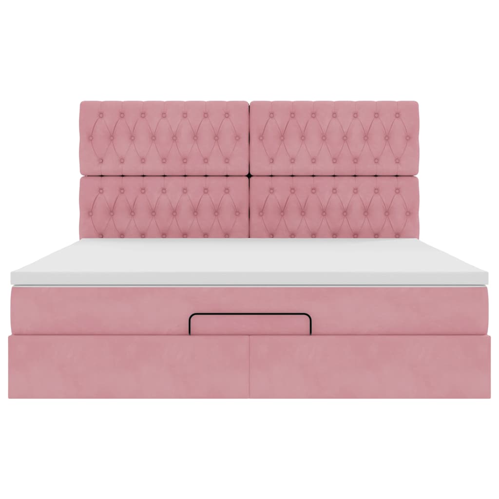 vidaXL Οθωμανικό κρεβάτι με στρώματα ροζ 180x200cm Velvet