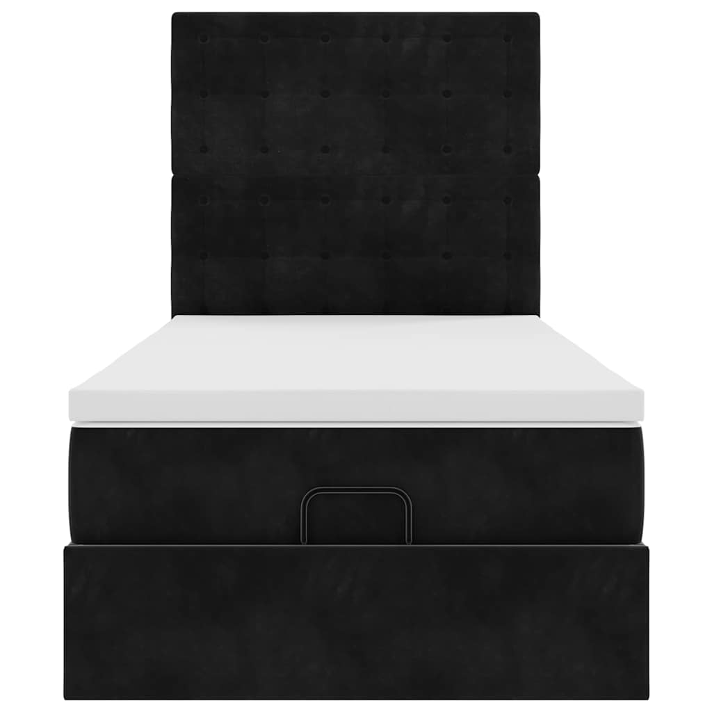 vidaXL Οθωμανικό κρεβάτι με στρώματα Μαύρο 90x190cm Velvet