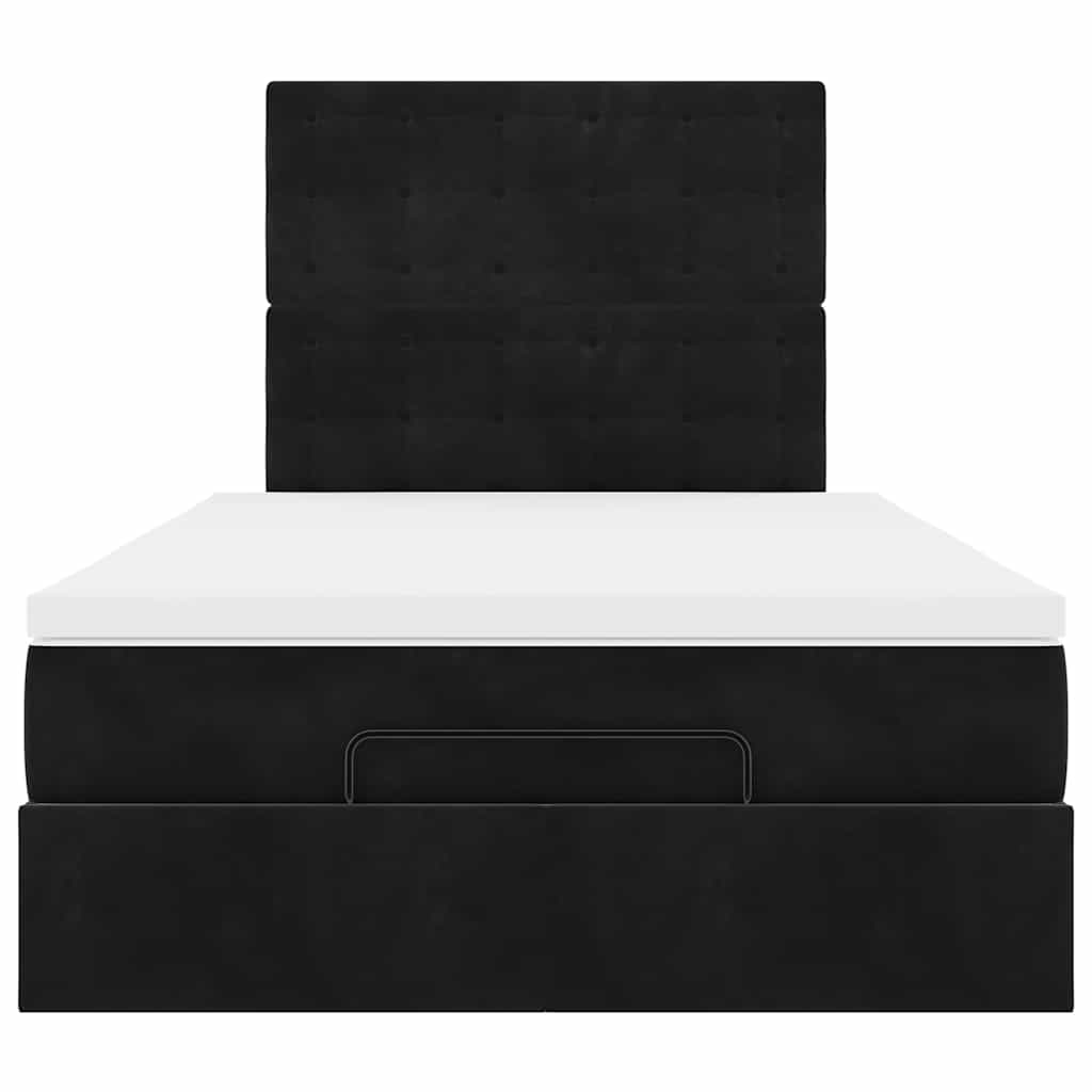 vidaXL Οθωμανικό κρεβάτι με στρώματα Μαύρο 120x190cm Velvet
