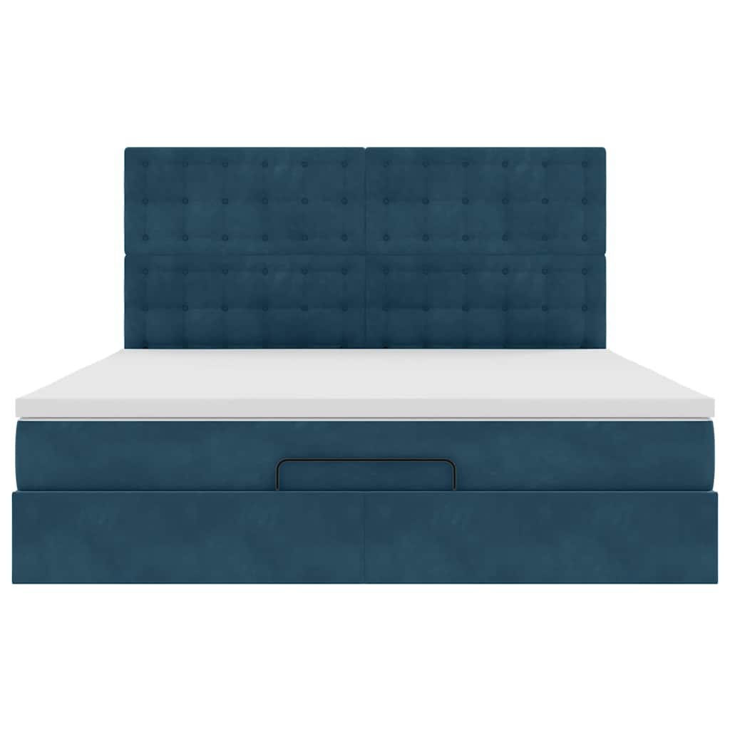 vidaXL Οθωμανικό κρεβάτι με στρώματα Σκούρο μπλε 160x200cm Velvet