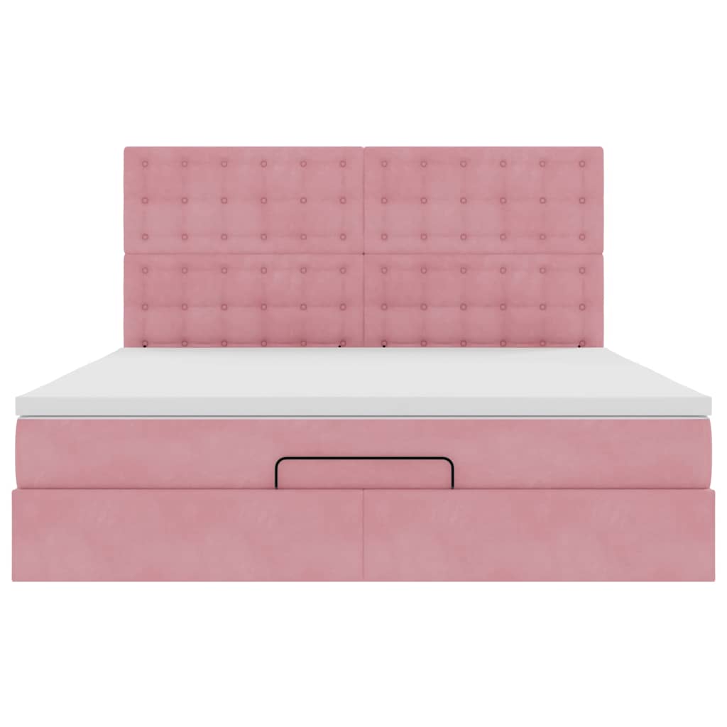vidaXL Οθωμανικό κρεβάτι με στρώματα ροζ 160x200cm Velvet
