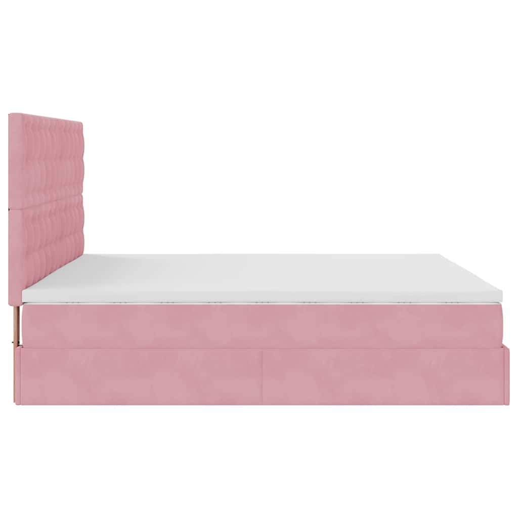 vidaXL Οθωμανικό κρεβάτι με στρώματα ροζ 160x200cm Velvet