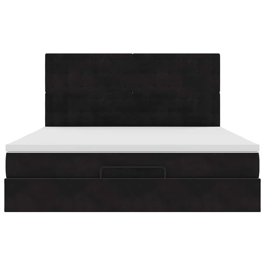 vidaXL Οθωμανικό κρεβάτι με στρώματα Μαύρο 180x200cm Velvet
