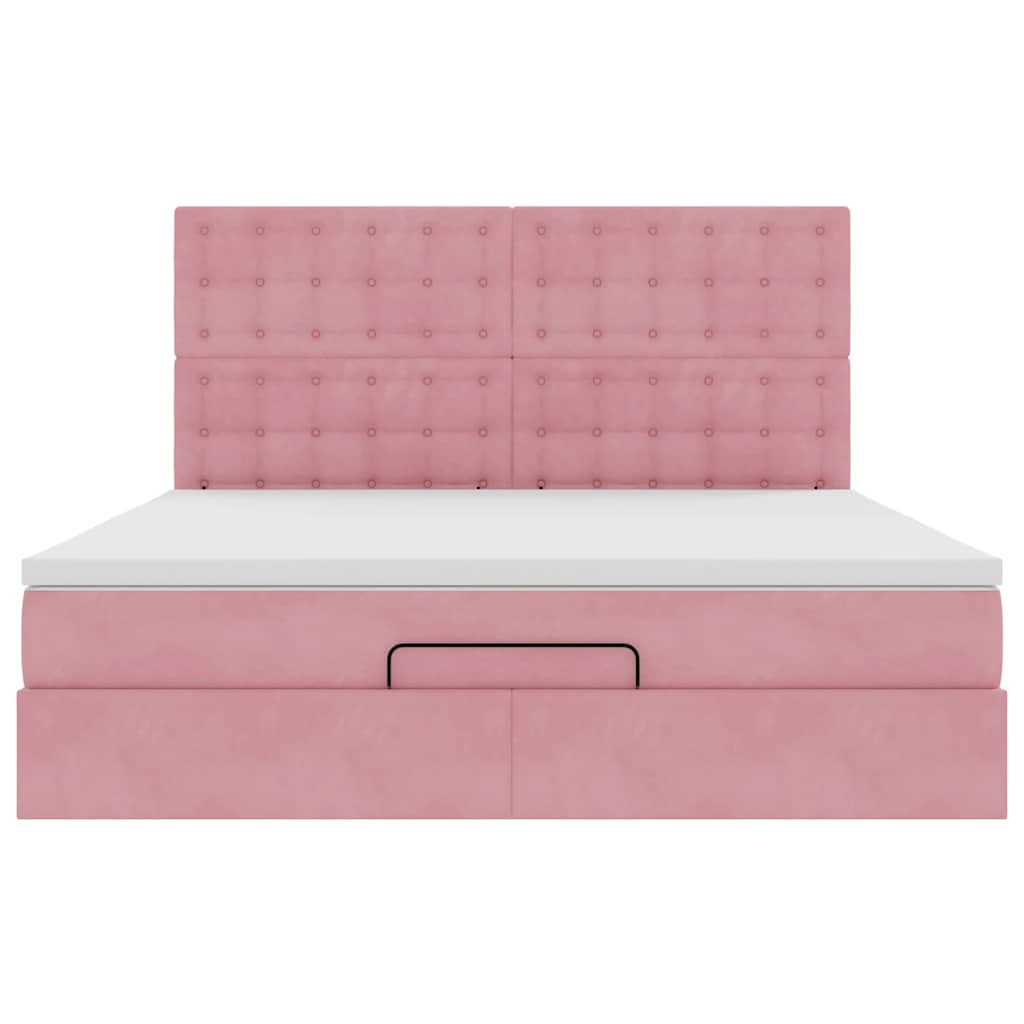 vidaXL Οθωμανικό κρεβάτι με στρώματα ροζ 180x200cm Velvet