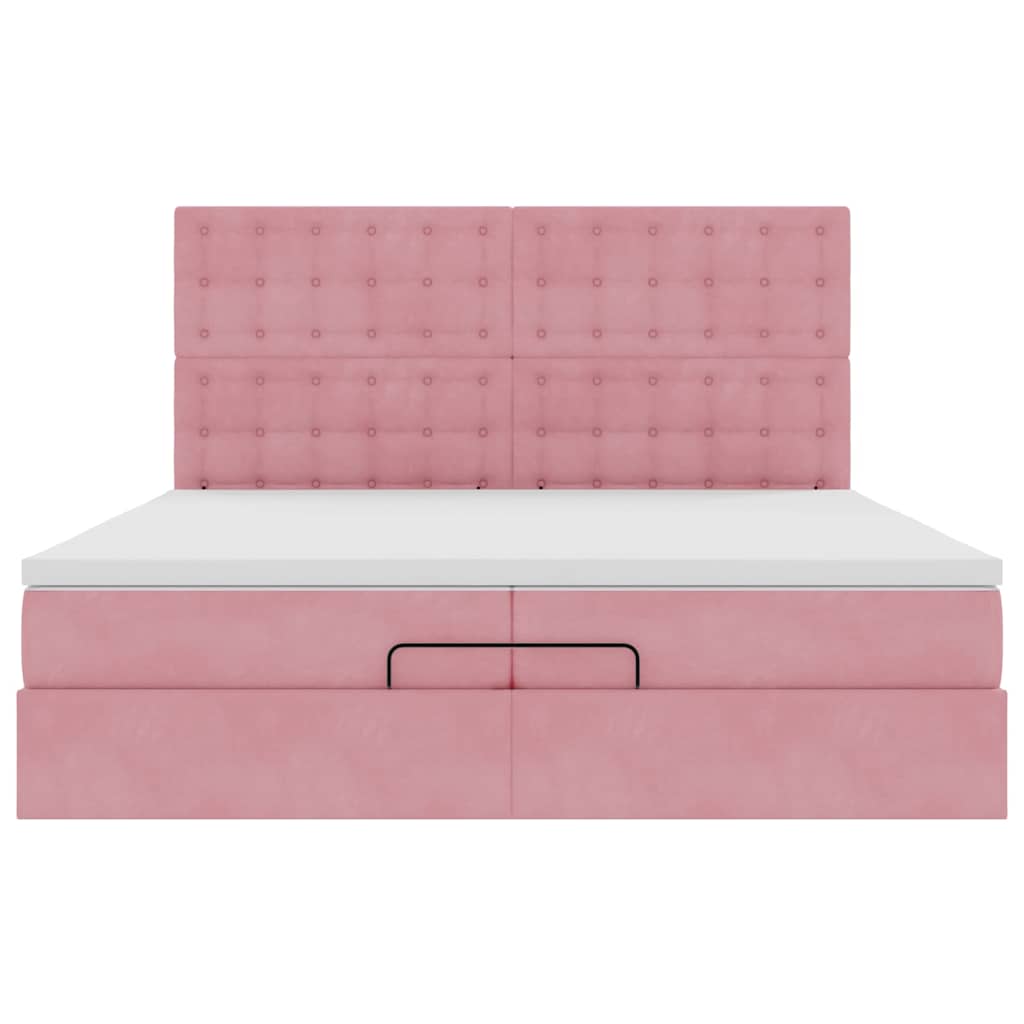 vidaXL Οθωμανικό κρεβάτι με στρώματα ροζ 200x200cm Velvet