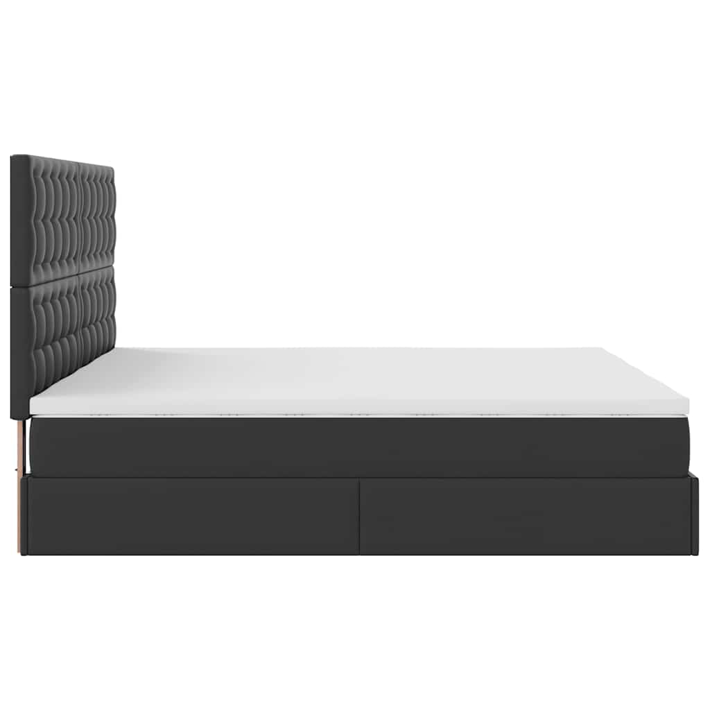 vidaXL Οθωμανικό κρεβάτι με στρώματα Μαύρο 160x200cm Συνθετικό δέρμα