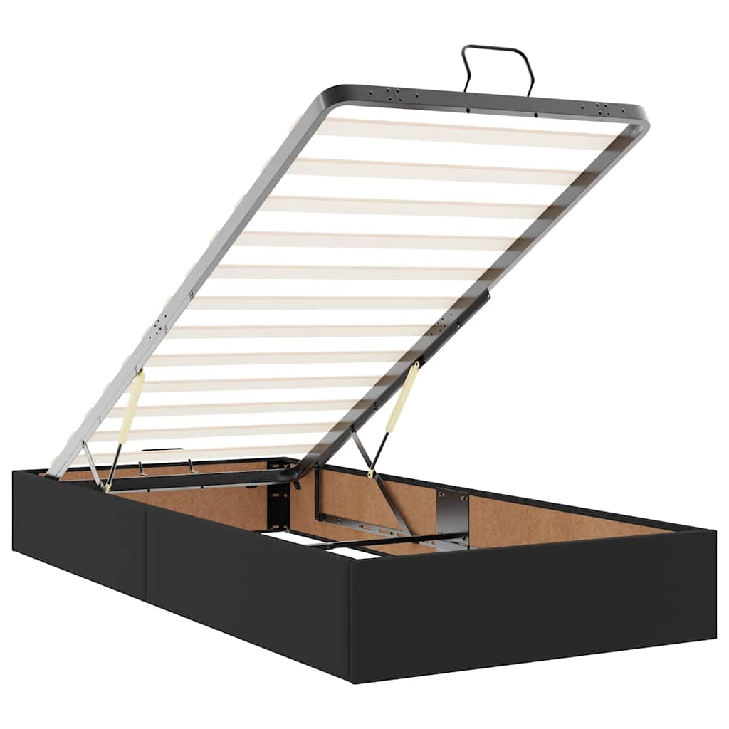 vidaXL Οθωμανικό κρεβάτι με στρώματα Μαύρο 160x200cm Συνθετικό δέρμα