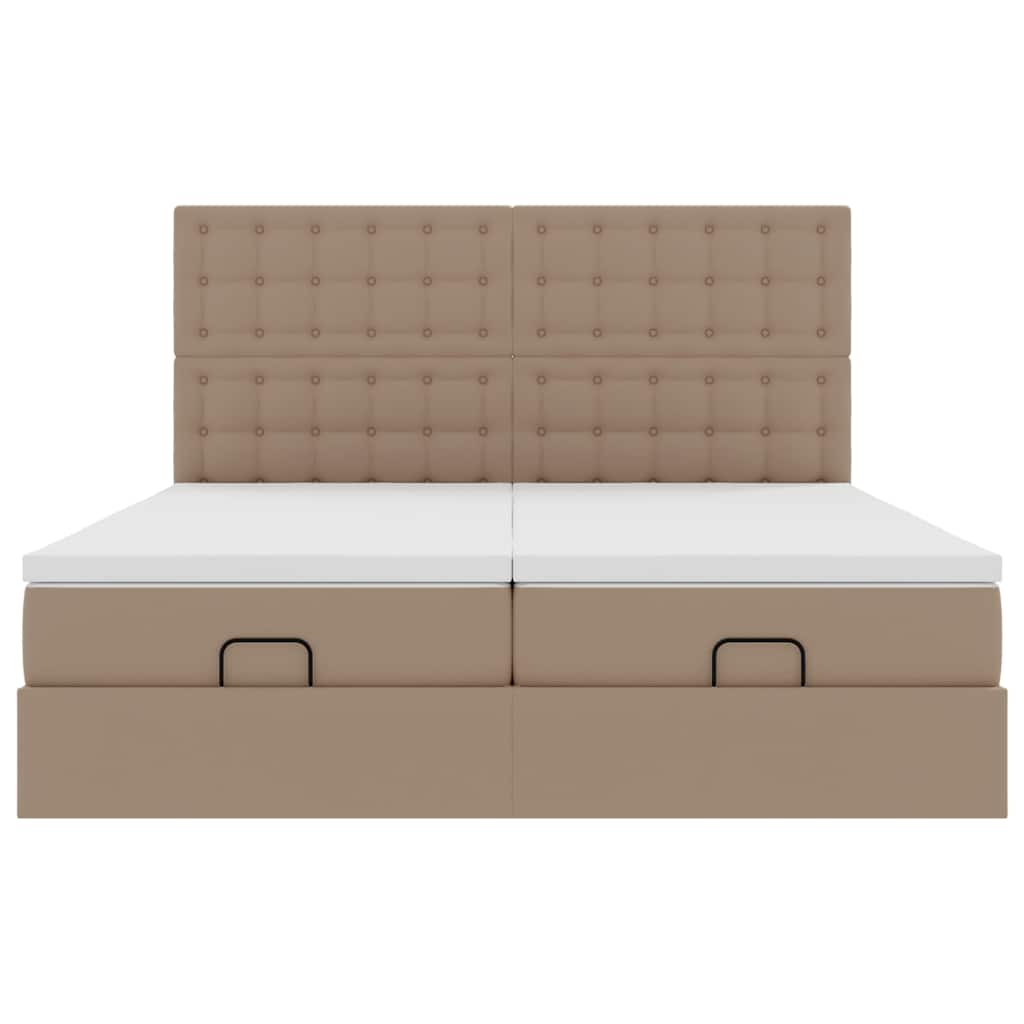 vidaXL Οθωμανικό κρεβάτι με στρώματα Cappuccino 180x200cm Faux Leather