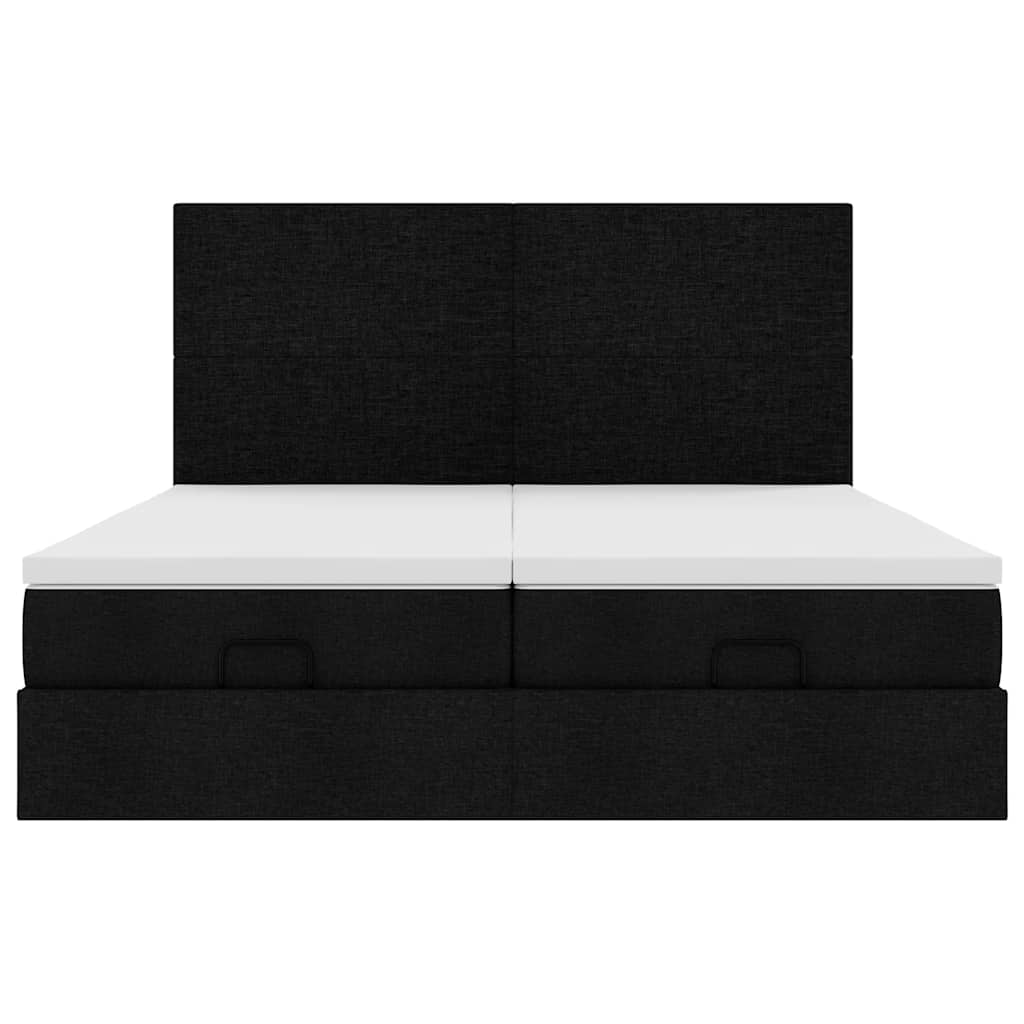 vidaXL Οθωμανικό κρεβάτι με στρώματα Μαύρο 160x200cm Ύφασμα