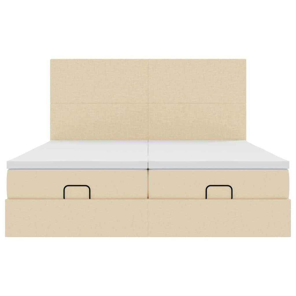 vidaXL Οθωμανικό κρεβάτι με στρώματα Κρέμα 180x200cm ύφασμα