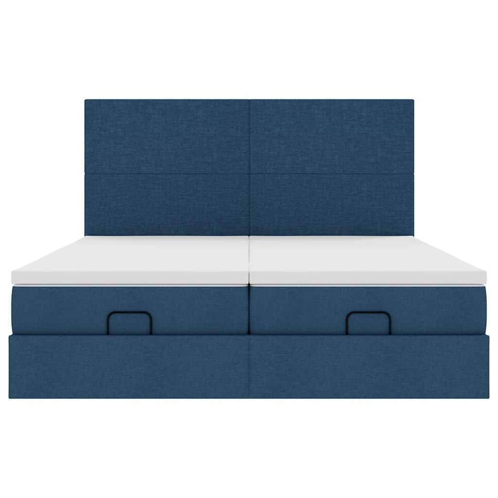 vidaXL Οθωμανικό κρεβάτι με στρώματα μπλε 180x200cm ύφασμα