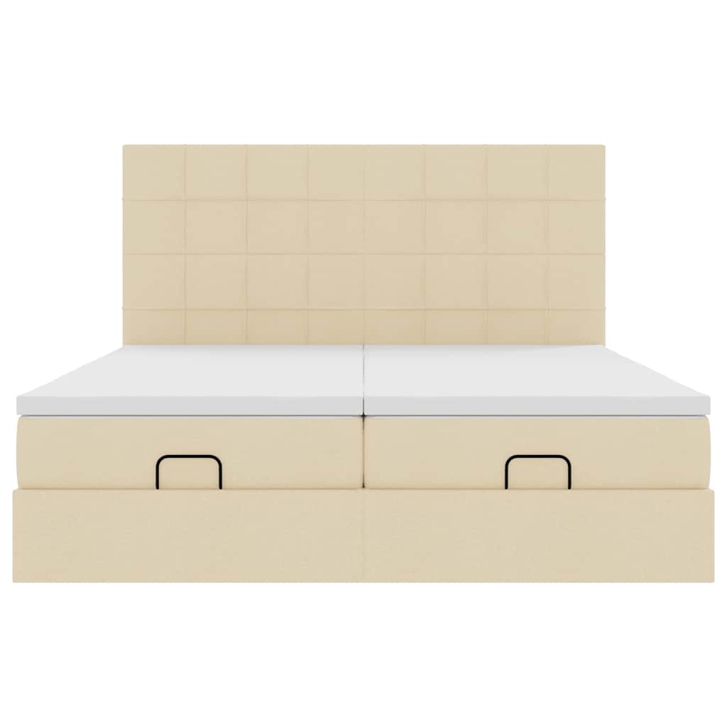 vidaXL Οθωμανικό Κρεβάτι με Στρώματα Κρέμα 200x200cm Ύφασμα