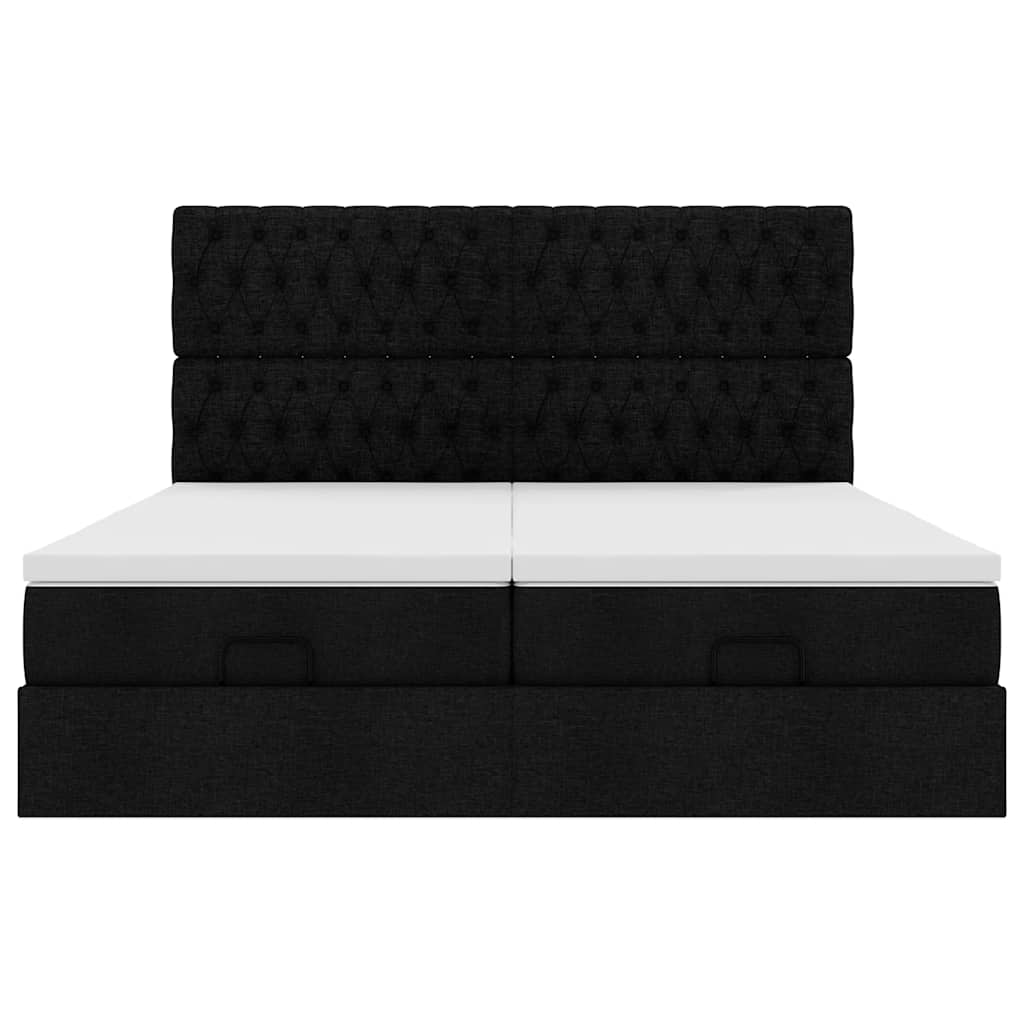 vidaXL Οθωμανικό κρεβάτι με στρώματα Μαύρο 160x200cm Ύφασμα
